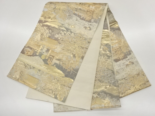  金閣寺風景模様織出し袋帯